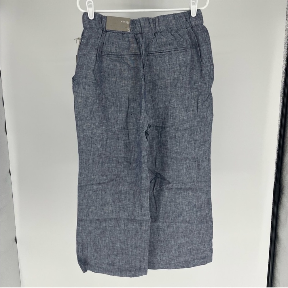 SOFT SURROUNDINGS NWT ALISO POINT LINEN WIDE LEG CROP PANTS BLUE SMALL - Picture 3 of 12